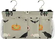 GuoChe Bedside Hanging Storage Basket Happy Halloween Pumpkins Skulls Bedside Storage Bag Hanging Organizer for Bunk and Hospital Beds,Dorm Rooms Bed Rails