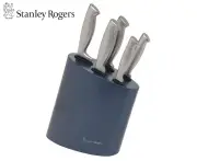 Stanley Rogers Modern Steel Metallic Baltic Blue 6 Piece Knife Block Set