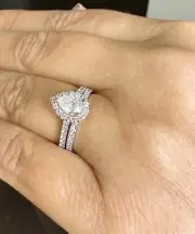 Pear Shape Diamond Engagement Ring IGI Certified 14k Solid White Gold 1.75ctw