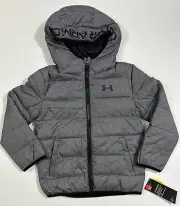 Under Armour NWT Little Boys Size 4 Storm Pronto Puffer Jacket Coat Hooded Gray