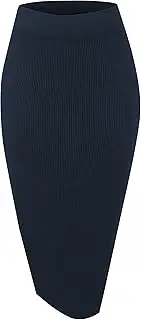 [Urban CoCo] Women's Elastic Waist Knitted Split Tube Pencil Midi Skirt