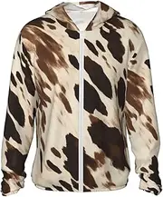 [LHBWCVN] UPF 50+ Light Jacket Full Zip Sun Protection Hoodie for Women Men Long Sleeve Cow Printed Sun Shirts