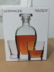 *New In Box* Godinger Parlor Three Piece Crystal Set Decanter 25434 Old Fashion