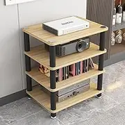 GLGBACAET AV Media Stand Corner Shelf For Home/Office/TV Box Audio Rack 1 2 3 4 Tier Stereo Cabinet，Floor-Standing Audio-Video Media Stand(Light walnut,4 Tier)