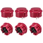 30mm Mounting Momentary Game Push Button Round for Video Games Red 6pcs