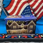 100 Icicle Add a Set Foremost Christmas Lights String Outdoor-Indoor NEW SEALED