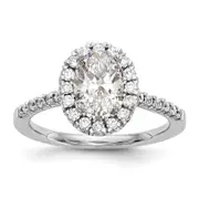1.00ct. CZ Solid Real 14K White Gold Oval Halo Engagement Ring