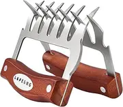 Meat Handler Shredder Claws Set of 2 - Wood Stainless Steel BBQ Pulled Pork Paws for Shredding Handing Carving Food