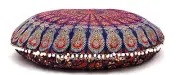 Indian Floor Cushion Cover Blue Peacock Mandala Large Pillow Case Boho Tapestry