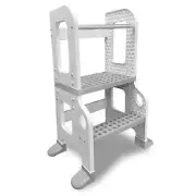 Kitchen Buddy Kids Step Ladder Stool Toddler Learning Tower Safety Bar Helper