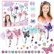 Headband Making Kit for Girls Diamond Painting Headbands Arts and Crafts Kits for Kids Age 5-12 Unicorn Butterflies DIY Hair Accessories Set for Age 6-8 Year Old Girls Birthday