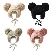 Solid Color Lamb Wool Hat Bear Ear Protect lei Hat Thicken Fall Winter