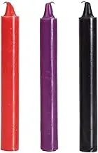 Doc Johnson Japanese Drip Candles - Melts at Lower Temperatures - Multi-Colored - 3 Pack - Red, Purple, Black
