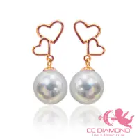 在飛比找momo購物網優惠-【CC Diamond】心心相印 日本真多麻珍珠耳環(真多麻