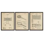 [Namly Design] Patent Drawing Poster - Tennis Net and Racket / Set of 3