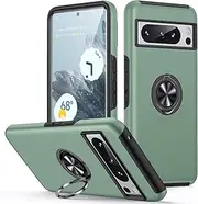 [KOVASIA] Designed for Google Pixel 8 Pro,Case with 360° Ring Stand, Multi-Layer Protective Case, Shockproof Cover for Google Pixel 8 Pro, Dark Green