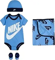 Nike Baby`s Core Future Blanket, Bodysuit, Hat and Booties 4 Piece Set