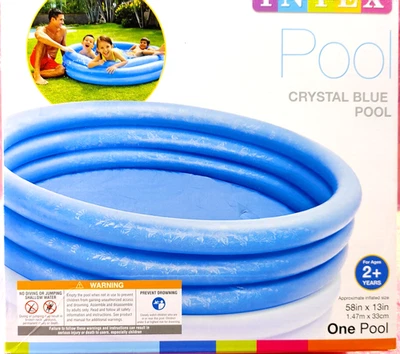 Intex Crystal Blue 58"x 13" Swimming Pool Kids Summer Outdoor Inflatable