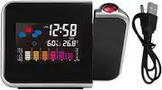 Alarm Clock Projector - Wireless Temperature Hygrometer, Digital Temperature Gauge | Temperature and Humidity Monitor with LED Display, Alarm Clock and Projection Thermometer For Bedroom