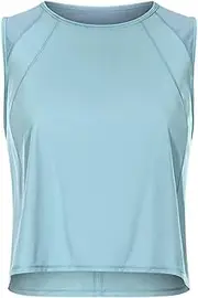 [REDBMX] Women Clothes Sleeveless Yoga Shirts Mesh Fabric Breathability Running Training Tank Tops Sweat-Wicking Cropped Gym