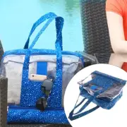 Waterproof Mesh Beach Bag 36x29x18cm Dry Wet Separation Gym Bag Makeup Tote Blue