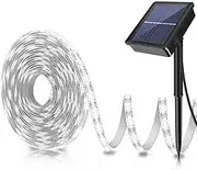 TEAFIRST Solar LED Strip Light Flexible Tape Lamp Outdoor Garden Decor Lights 8 Modes (White-1M)