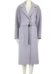 Purple Wool Belted Long Coat