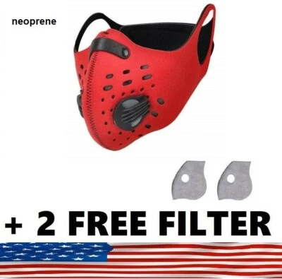Sport Mask Active Carbon Filter & Breathing Valve + 2 Free 5Layer PM 2.5 Filter✅