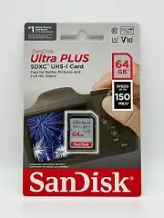 New SanDisk Ultra Plus 64GB SDXC V10 150MB/s Class 10 Memory Cards