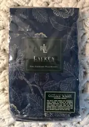 RARE RALPH LAUREN OCEAN WASH AMERICANA FLORAL BLUE PAIR OF STANDARD PILLOWCASES