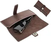 [Contacts] Full Grain Leather Sunglasses Case Travel Eyeglasses Pouch for Men Sunglass Storage Vitnage Small Eyewear Bag, Coffee, One size