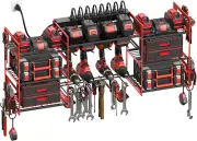 Red Power Tools Organizers Wall Mount, Large Tools and Battery Storage Rack Char