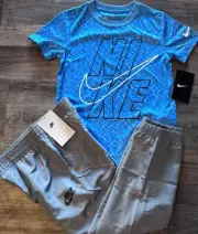 NWT Nike Boys 6 Light Blue/Gray/White Dri-Fit Wind Pants Set Size 6