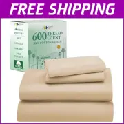 Cooling King Size Bed Sheets Set - Soft 600 Thread Count Cotton for All Seasons