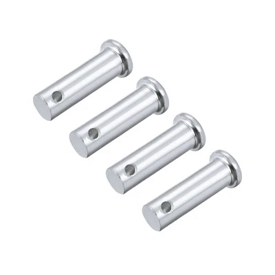 Single Hole Clevis Pins 10mm x 30mm Flat Head Zinc-Plating Solid Steel 4Pcs