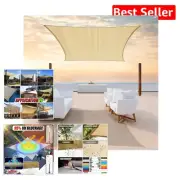 Beige 12' X 24' Heavy Duty Sun Shade Sail - 95% UV Block, Waterproof Elegance