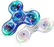 2 Pack LED Light Fidget Spinners 2 Pack Fidget Toys for Kids and Adult ADHD Stress Reduction and Anxiety Relief Hand Spinners Thanksgiving Christmas Crystal Finger Toy Blue+White