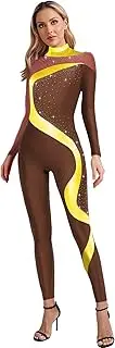 [Yihuimin] Adult Gymnastics Leotard Sparkly Rhinestone Mock Full Length Cover Unitard Ice Skating Jumpsuits