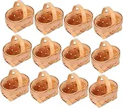 Mobestech 12Pcs Mini Wood Chip Woven Baskets Stylish Decorative Storage Baskets for Living Bathroom Closets Playroom Car Unique Ornaments