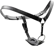 ZJPOJPH Strap-on Dildo Individually Adjustable Chastity belt device female- Leather chastity belt with double dildo for men and women(Lederhose -No Dildos)