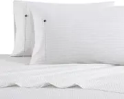 Nautica Queen Sheets Cotton Percale Bedding Set Casual Home Decor-Buoy Line Grey