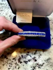 Camrose&Kross Bright Blue & Clear Rhinestone Hinged Bangle Bracelet -JB Kennedy