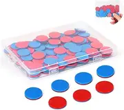 WDFCN Pack of 50 Reversible Plates Red Blue Plastic 1 Plastic Box Set Reversible Plates Maths Calculation Aid Mathematics Reversible Plates Counting Chips for Children's Hands Primary School
