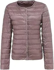 [Generic] Women's Ultra Light Down Jacket Slim Windbreaker Without Collar Lightweight Warm Coat
