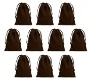 NEW 10 Piece 4 x 5.5 Velveteen Cloth Dice Bag Set – RPG D&D Pouch – Brown