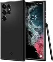 [Spigen] Thin Fit Case Designed for Samsung Galaxy S22 Ultra (2022) Exact Fit Ultra Slim Hard Cover - Black