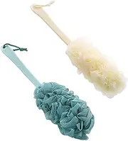 Long Handle Bath Brush Soft Mesh Sponge Back Scrubber Body Puff Shower (Blue)