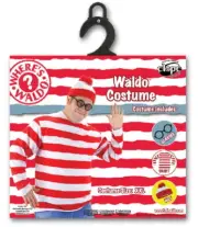 Where's Waldo Shirt, Hat and Glasses Adult Size XXL Costume Kit NEW SEALED