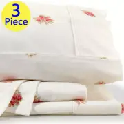 BIANCA: French Bouquet Cotton Flannelette Sheet Set. 3 Piece KING SINGLE Bed Set