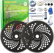 [Gashwer] 2 Pack 10" x 80T Carbide Tip Brush Cutter Trimmer Blades with Universal Adapter Kit for Brush Cutter, Trimmer, Weed Eater, Compatible with Husqvarna, Stihl Ego and More Black